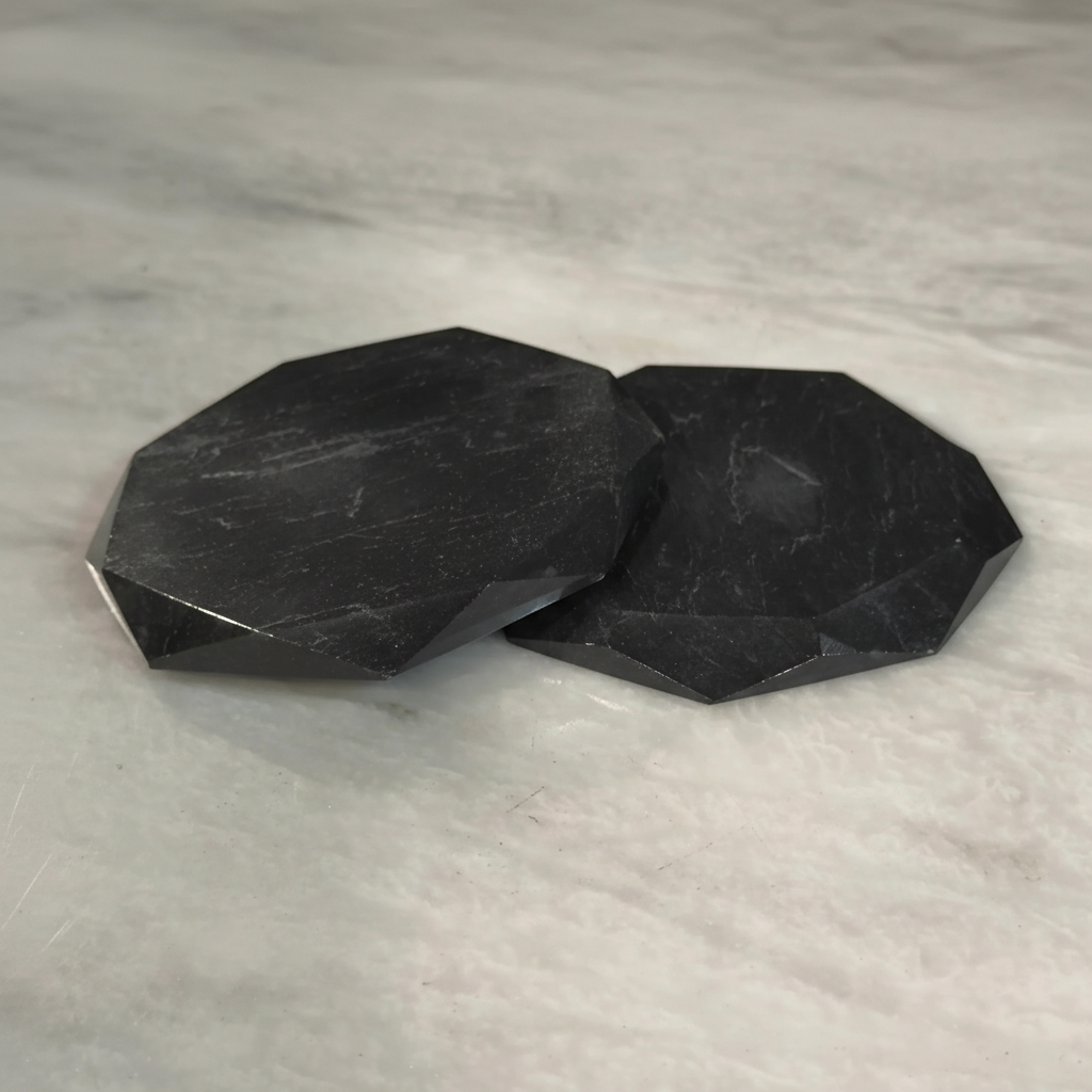 Facet Noir Coasters - Lyra Stone