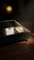 Noir Marble Footed Tray - Lyra Stone