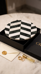 Monochrome Chevron Marble Display Tray