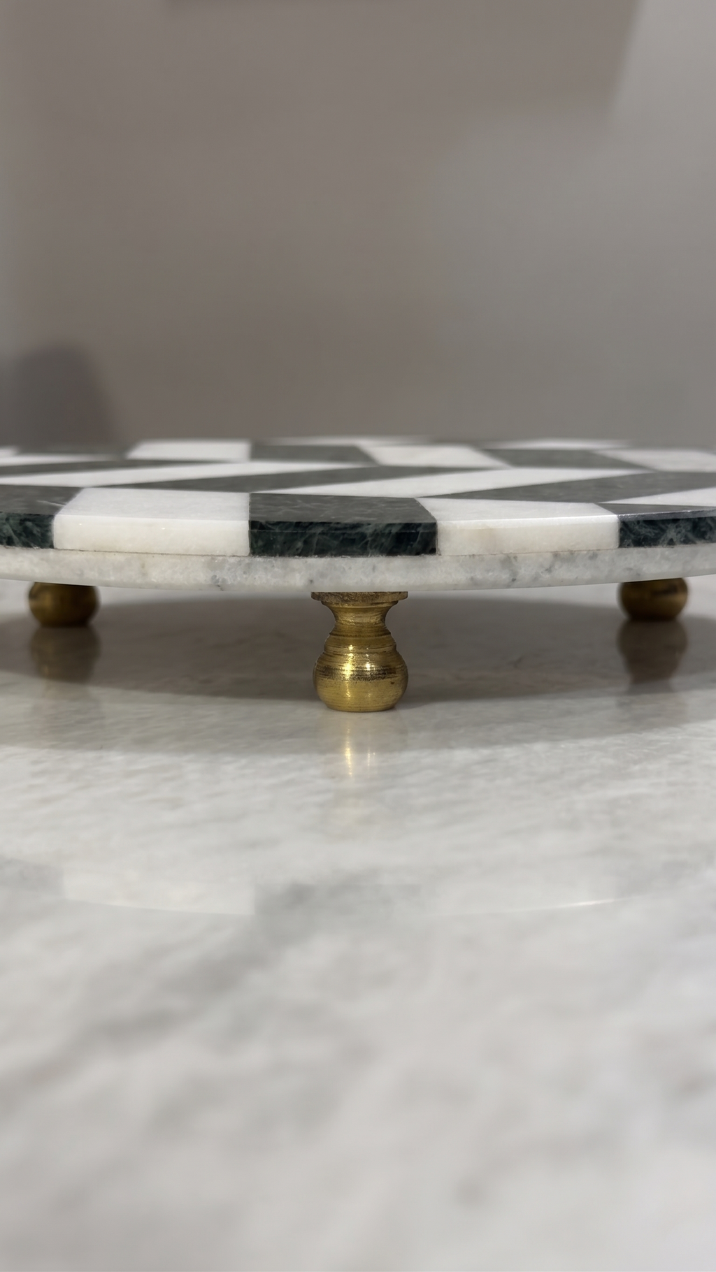 Monochrome Chevron Marble Display Tray