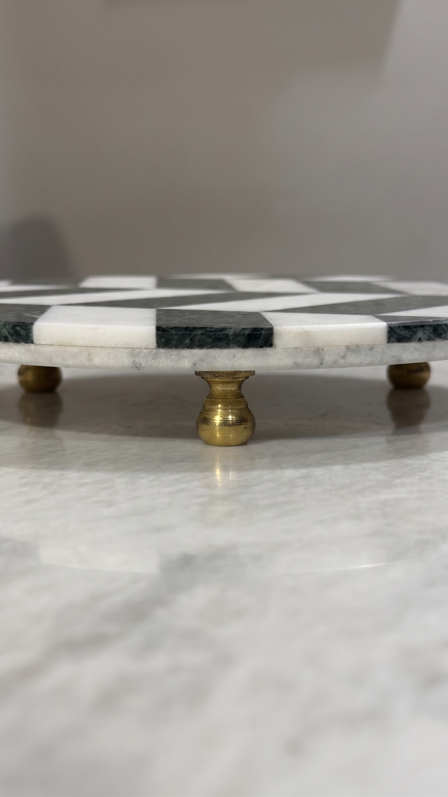 Monochrome Chevron Marble Display Tray