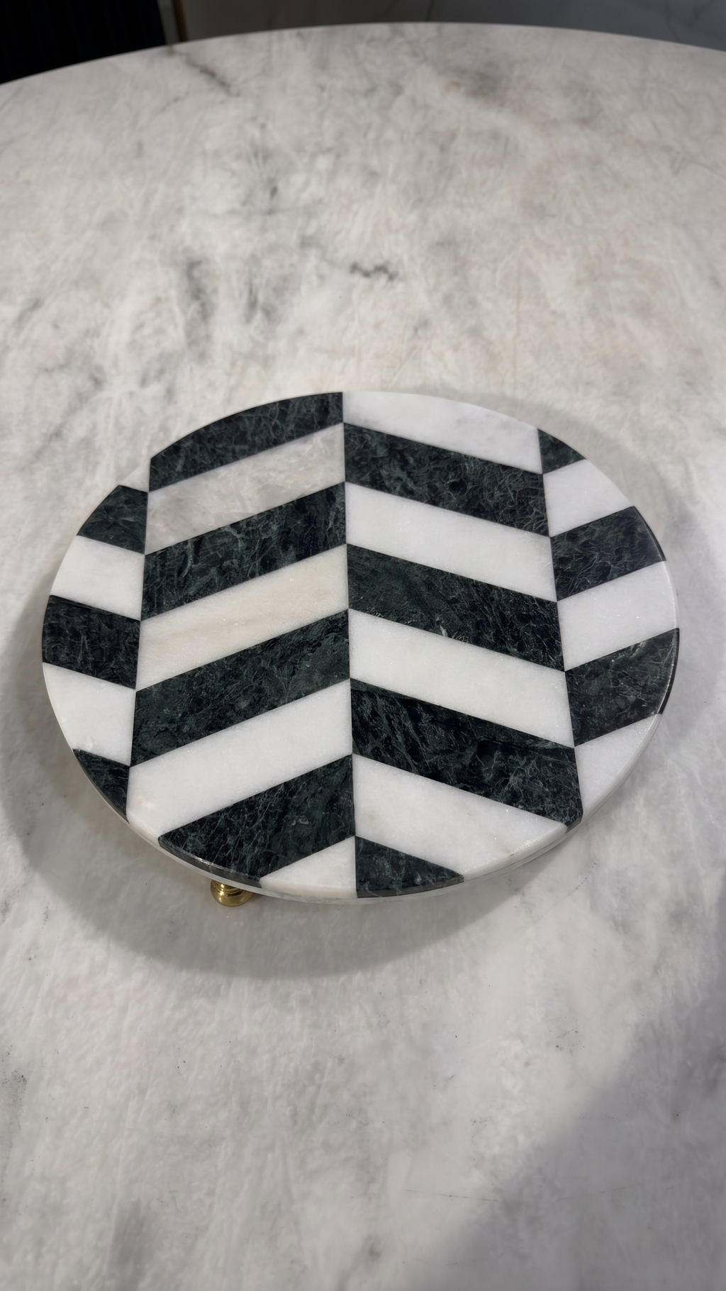 Monochrome Chevron Marble Display Tray