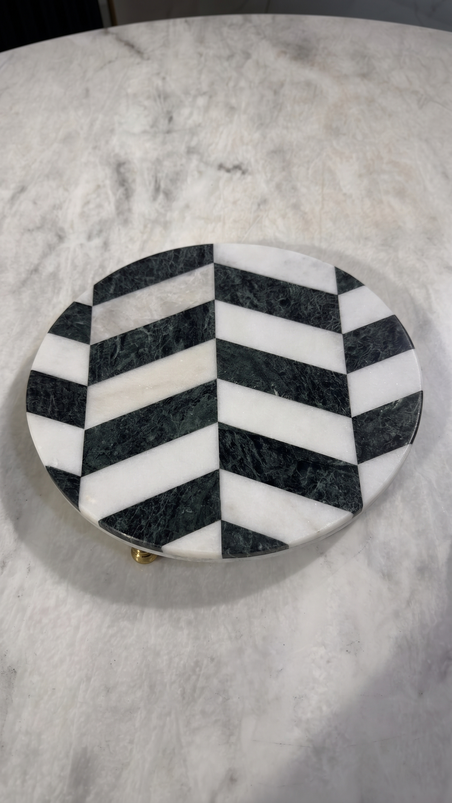 Monochrome Chevron Marble Display Tray
