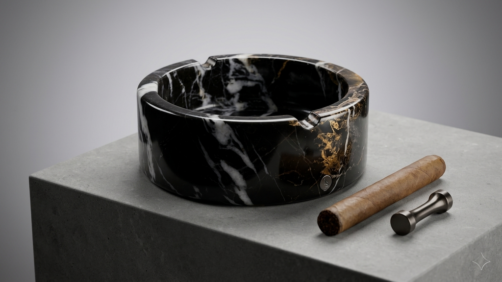 The 'Obsidian Noir' Marble Ashtray
