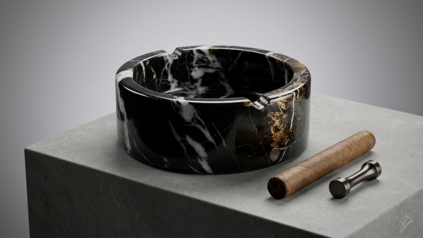 The 'Obsidian Noir' Marble Ashtray