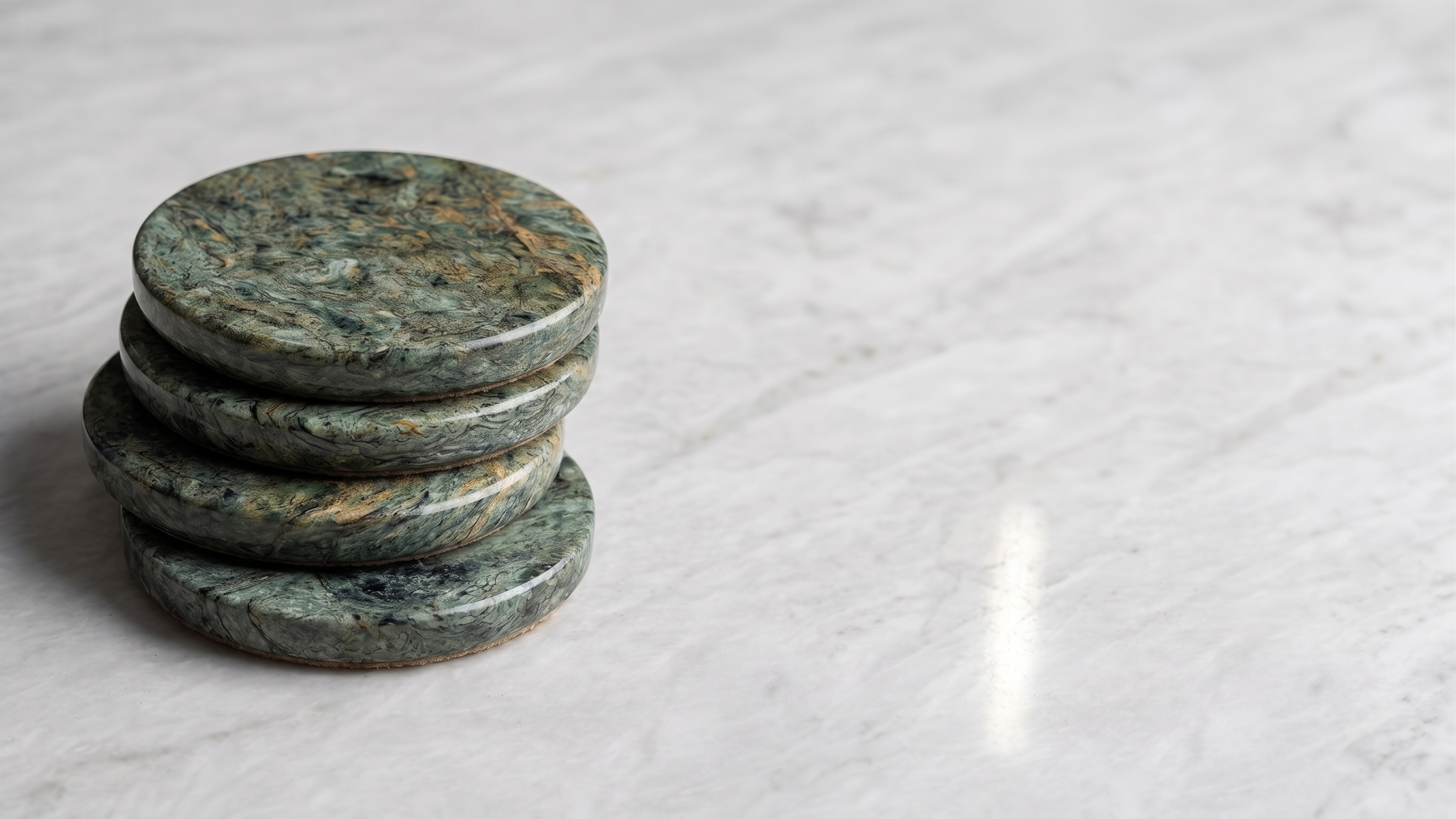 Rainforest Green Marble Coasters (Set of 4)