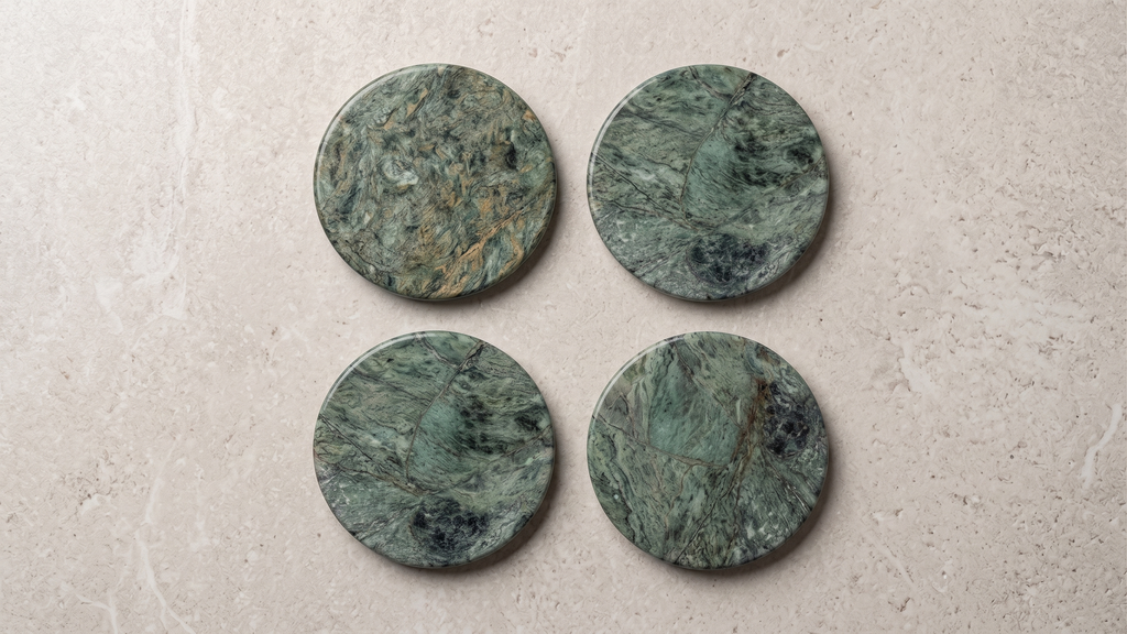 Rainforest Green Marble Coasters (Set of 4)