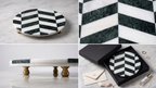 Monochrome Chevron Marble Display Tray