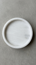 Aurora White Marble Pedestal Tray with Brass Sphere Feet