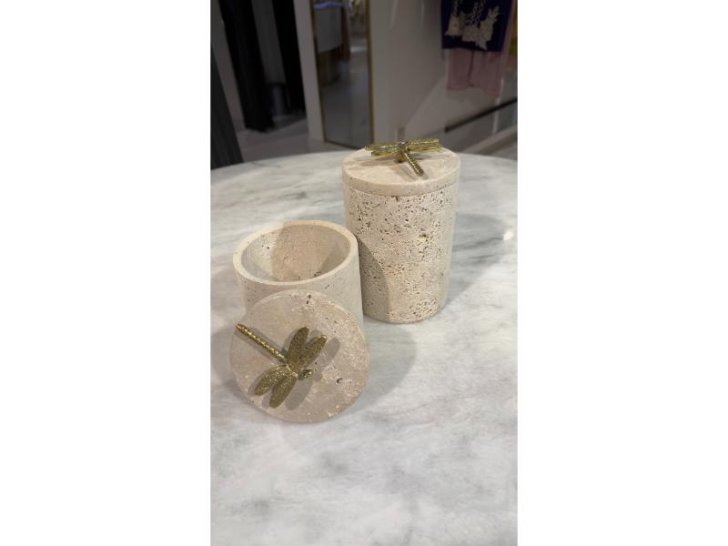 Dragonfly Travertine Jars