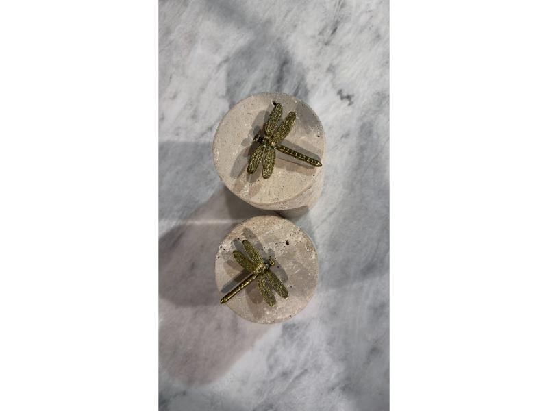 Dragonfly Travertine Jars